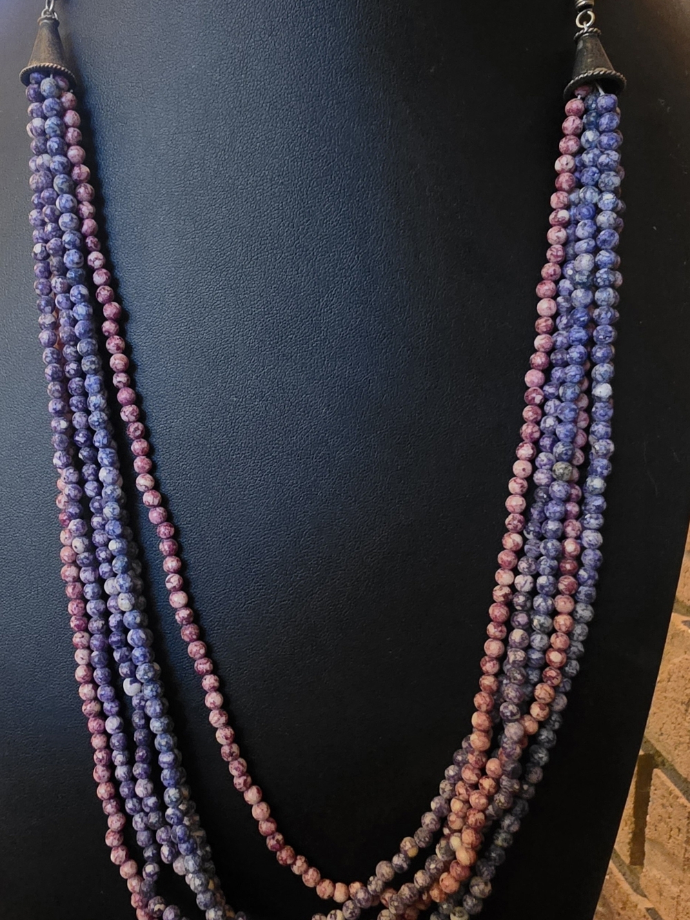 Multi-Strand Purple and Pink Beaded Necklace